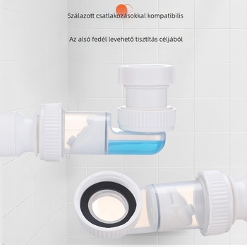 Konyhai mosogatókivonó csatlakozók – P-ív alak, Bounce típus, PP anyag, modell DL-8622E, modern minimalist stílus
