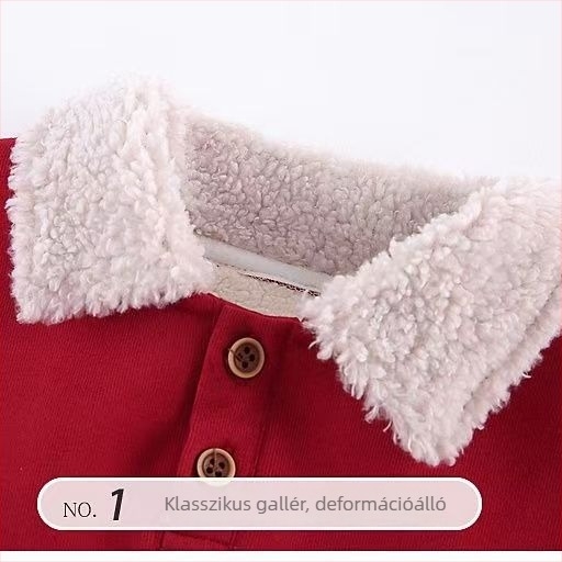 Gyerekeknek szóló fleeces béléssel ellátott polóing, koreai stílus, pamut anyag, téli 2025, 3–8 évesek