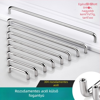 Rozsdamentes acél fogantyú szekrényajtókhoz – ívelt alak, modern egyszerű stílus, kovácsolt kivitel, alkalmas ajtókhoz és fiókokhoz