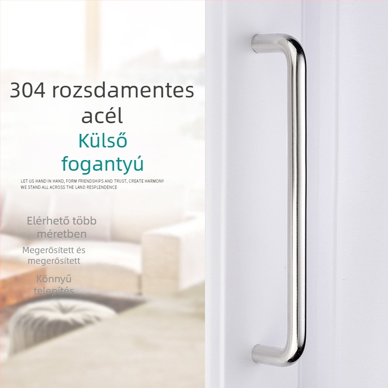 Rozsdamentes acél fogantyú szekrényajtókhoz – ívelt alak, modern egyszerű stílus, kovácsolt kivitel, alkalmas ajtókhoz és fiókokhoz