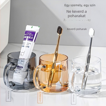 Lemeiya edzett üveg szájvíz és fogkefés pohár, kerek, egyrétegű, hőálló, otthoni és szállodai használatra