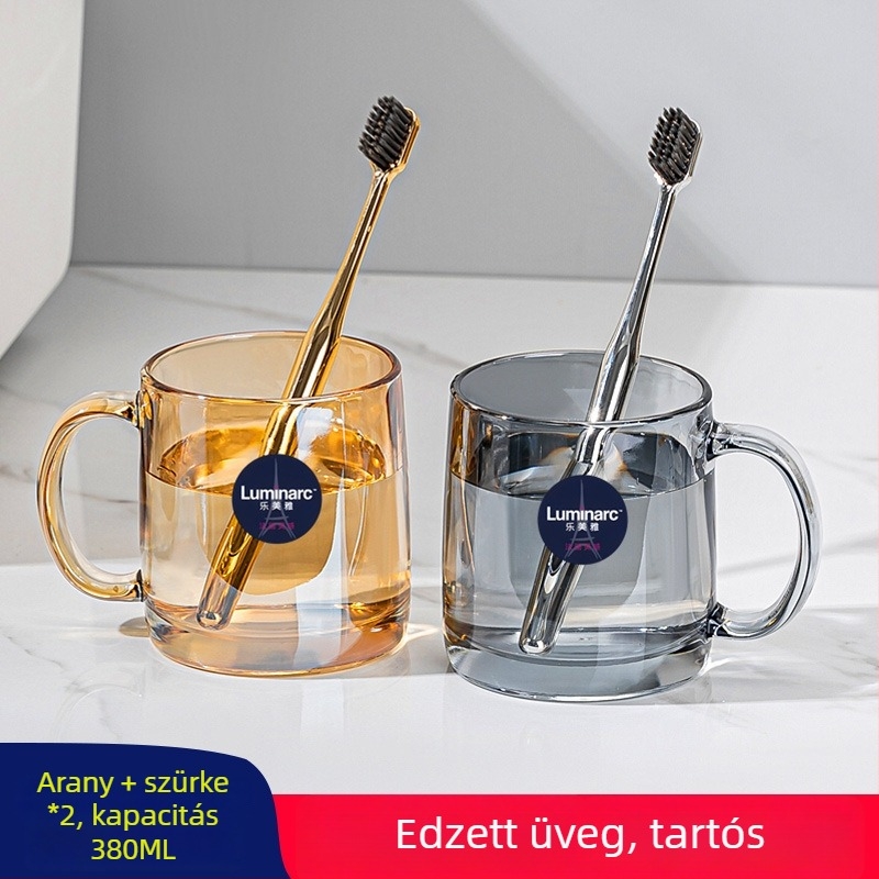 Lemeiya edzett üveg szájvíz és fogkefés pohár, kerek, egyrétegű, hőálló, otthoni és szállodai használatra