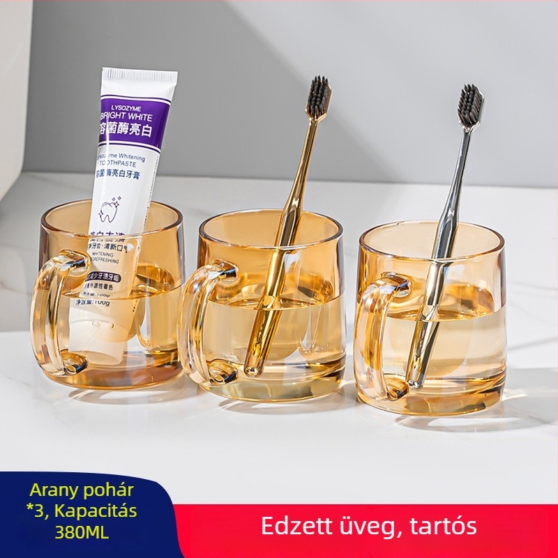 Lemeiya edzett üveg szájvíz és fogkefés pohár, kerek, egyrétegű, hőálló, otthoni és szállodai használatra