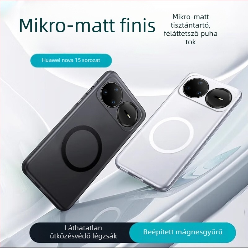 Huawei nova15 Pro TPU tok, matt homokos textúrával, mágneses rögzítés és ütésvédelmi védelem