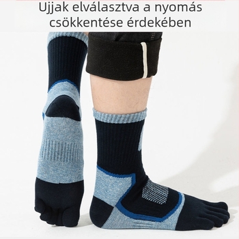 Férfi ötujjú pamut zokni, antibakteriális és dezodorizáló, nedvszívó és légáteresztő, középmagas szárú, négy évszakos viselethez