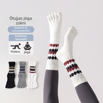 Női ötujjas jóga zokni – csúszásmentes, pamut, közepes hosszúságú, varratmentes