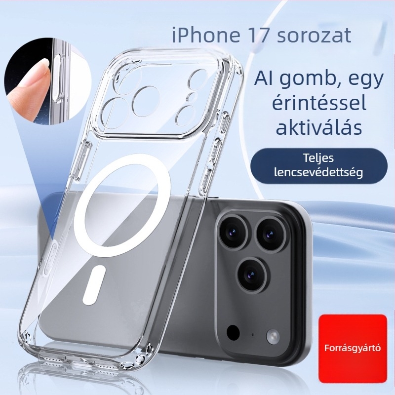 2-in-1 átlátszó mágneses tok iPhone 17 Pro Maxhoz teljes kameravédelemmel