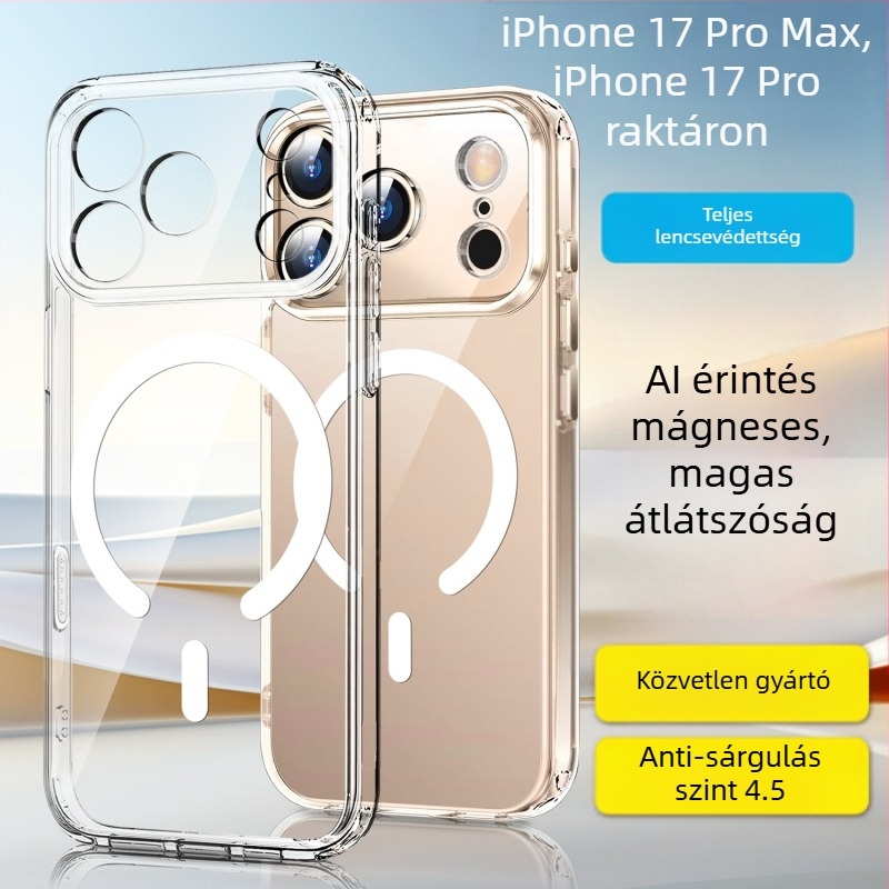 2-in-1 átlátszó mágneses tok iPhone 17 Pro Maxhoz teljes kameravédelemmel