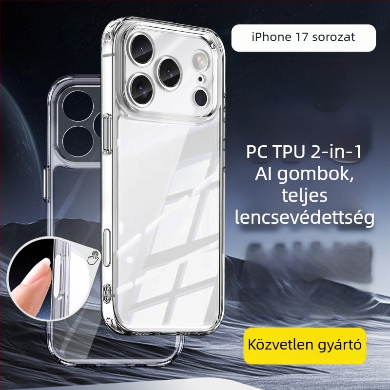 2-in-1 átlátszó mágneses tok iPhone 17 Pro Maxhoz teljes kameravédelemmel