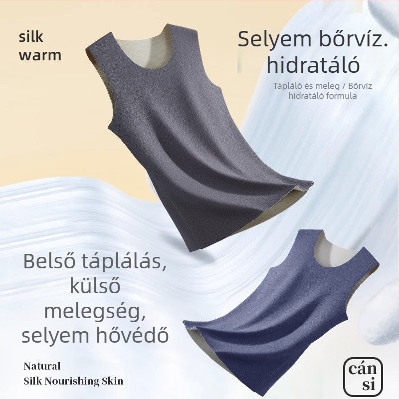 Unisex poliészter termikus mellény velúr béléssel, vastagság 251–300 g/m², kerek nyakú, pull-over stílus