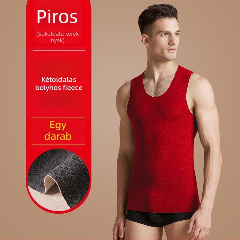 Unisex poliészter termikus mellény velúr béléssel, vastagság 251–300 g/m², kerek nyakú, pull-over stílus
