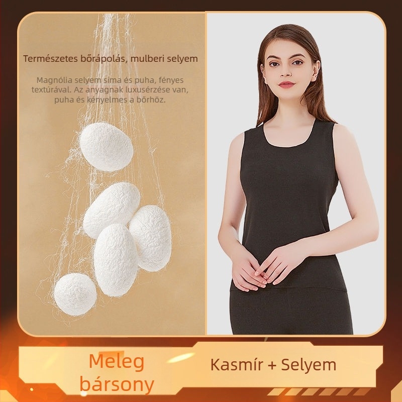 Unisex poliészter termikus mellény velúr béléssel, vastagság 251–300 g/m², kerek nyakú, pull-over stílus