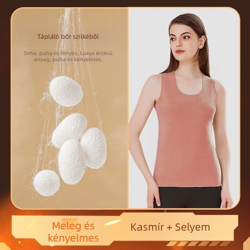 Unisex poliészter termikus mellény velúr béléssel, vastagság 251–300 g/m², kerek nyakú, pull-over stílus