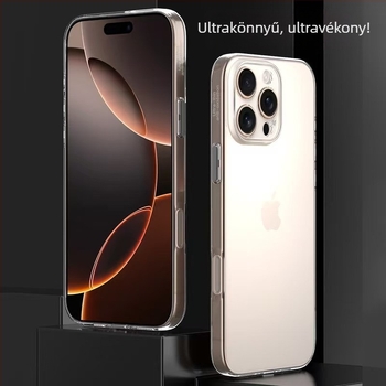 Bayer TPU átlátszó iPhone tok – ultra vékony, ütésálló, hőelvezetés, kopásálló, fém gombokkal; iPhone 12 Pro/12 Pro Max, 13 Pro/Max és 14 Pro/Max modellekhez