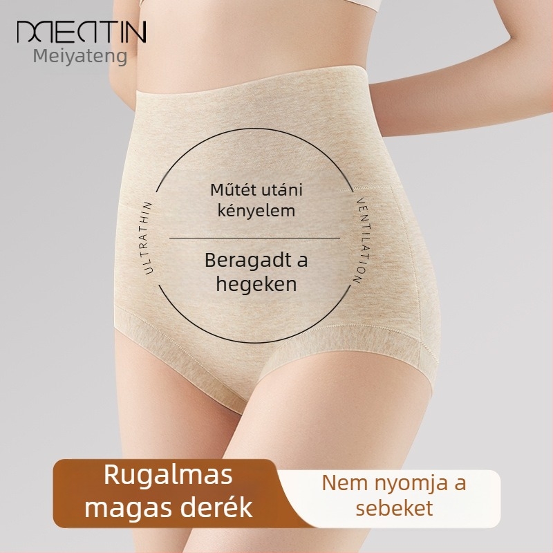 Magas derekú kismama posztpartum fehérnemű, pamut (90–95%), Mulberry selyem bélés (<30%), 40 szálas kötés