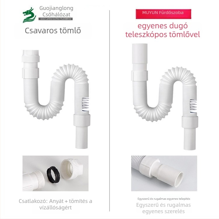 Mosdólefolyócső – teleszkópos, PE/PP anyag, Muyun márka, 0,2 kg