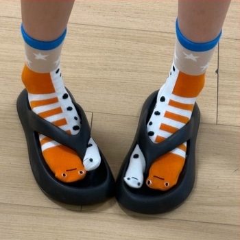 Női flip-flop zokni, pamut, csúszásmentes, izzadságot felszívó, csíkos, szétválasztott ujjak