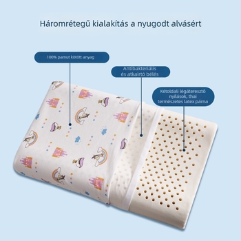 Gyerekeknek készült latex párna – téglalap alakú, természetes latex, latex tartalom 90% felett, pamut huzat, alkalmas gyermekeknek és csecsemőknek