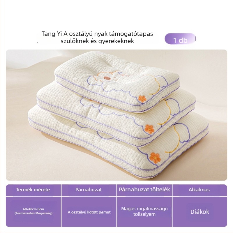 Gyerekeknek való nyaki párna - téglalap alakú, töltet: poliészter rost, huzat: poliészter, gyerekek számára, tömege 0,55–1,0 kg