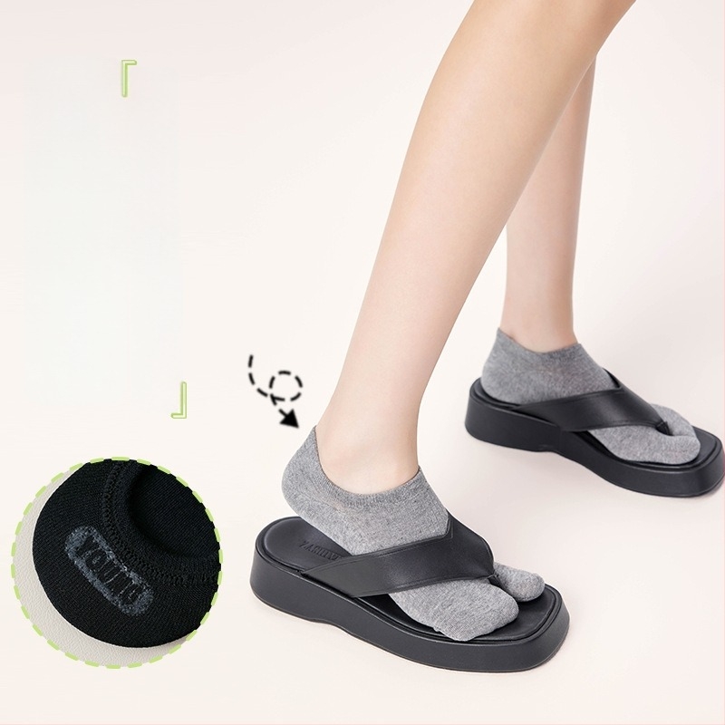 Női nyári kétujjas zokni, láthatatlan elválasztás a lábujjak között, pamut, antibakteriális és nedvszívó, egyszálas kötés