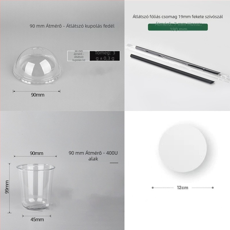 Egyszer használatos PET pohár lapos tetővel, ovális alak, 301–400 ml kapacitás, testre szabható nyomtatás