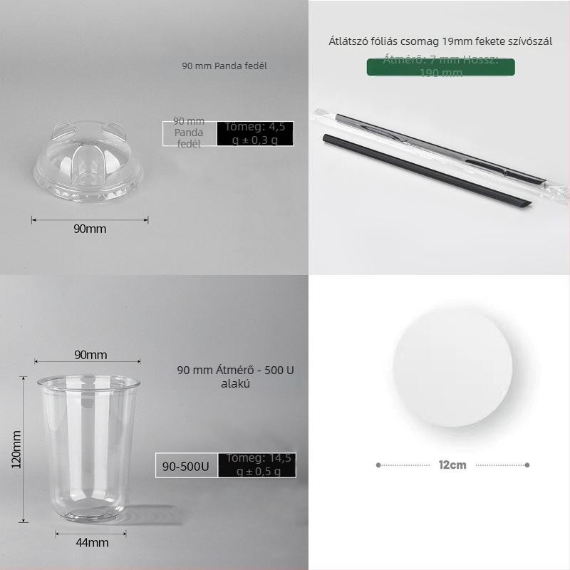 Egyszer használatos PET pohár lapos tetővel, ovális alak, 301–400 ml kapacitás, testre szabható nyomtatás