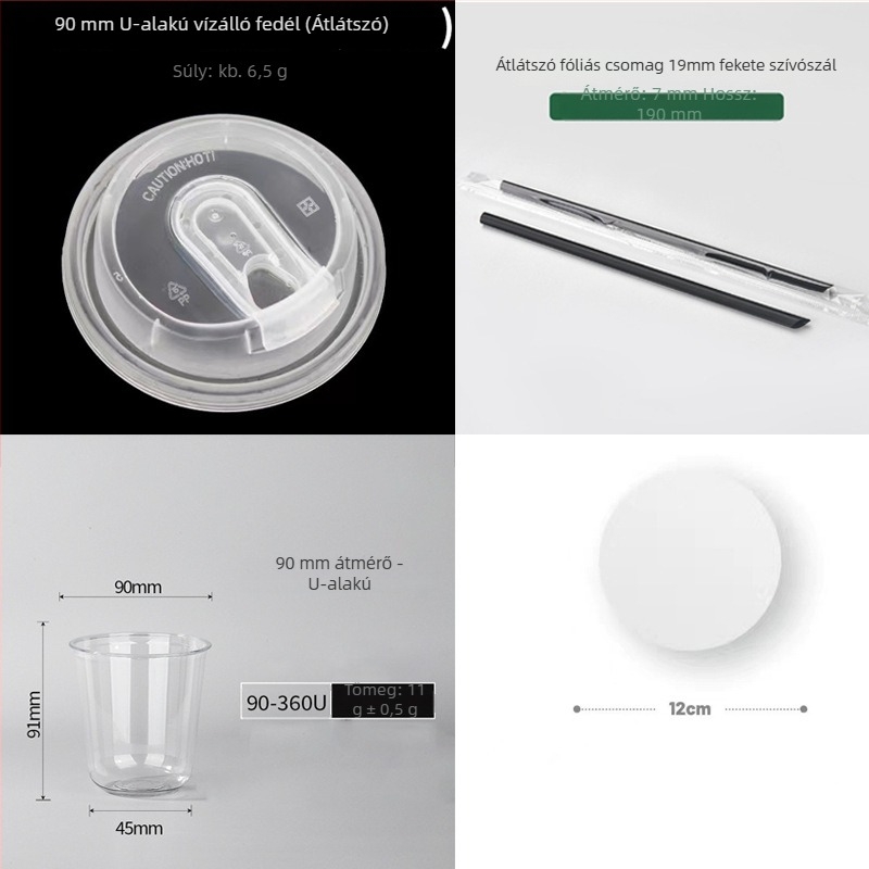 Egyszer használatos PET pohár lapos tetővel, ovális alak, 301–400 ml kapacitás, testre szabható nyomtatás