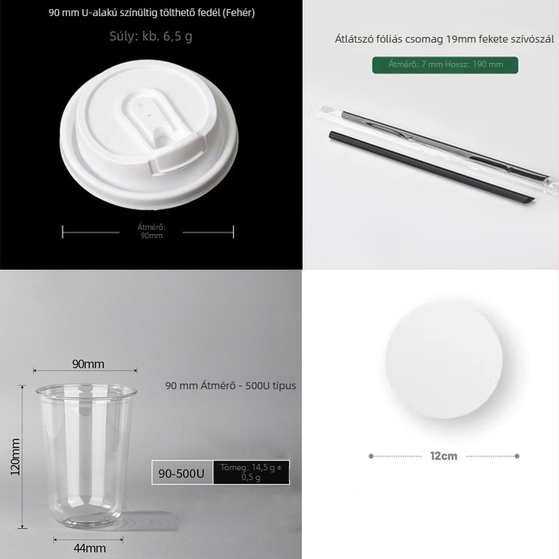 Egyszer használatos PET pohár lapos tetővel, ovális alak, 301–400 ml kapacitás, testre szabható nyomtatás