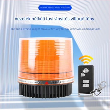 Autó LED mennyezeti figyelmeztető lámpa távirányítóval, 12–24V, mágneses alap, villogó mód