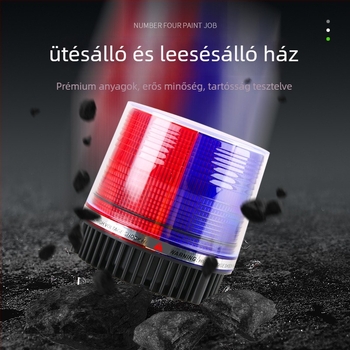 Autó LED mennyezeti figyelmeztető lámpa távirányítóval, 12–24V, mágneses alap, villogó mód