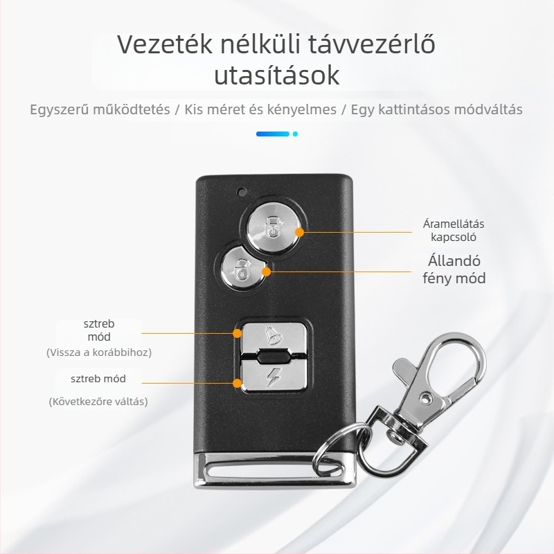 Autó LED mennyezeti figyelmeztető lámpa távirányítóval, 12–24V, mágneses alap, villogó mód