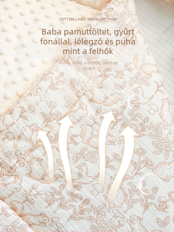 Baba ölelős takaró nyuszis mintával, 100% pamut géz, gépben mosható, biztonsági osztály A, újszülötteknek