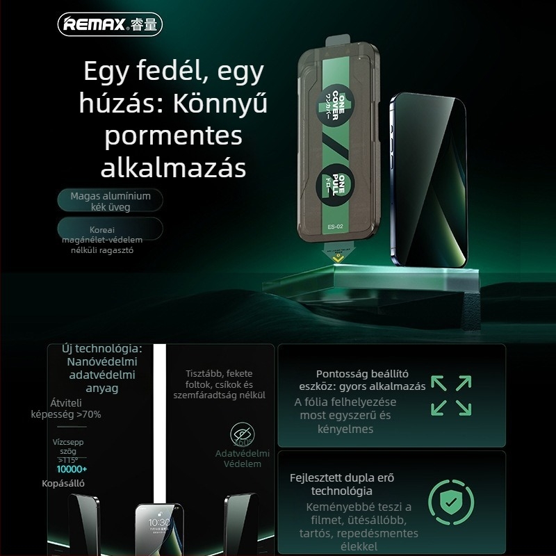 Remax edzett üveg képernyővédő, elülső verzió, Es-01/Es-02, HD élesség, iPhone