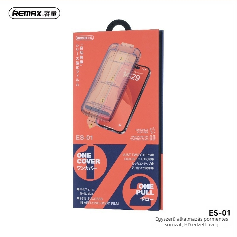 Remax edzett üveg képernyővédő, elülső verzió, Es-01/Es-02, HD élesség, iPhone