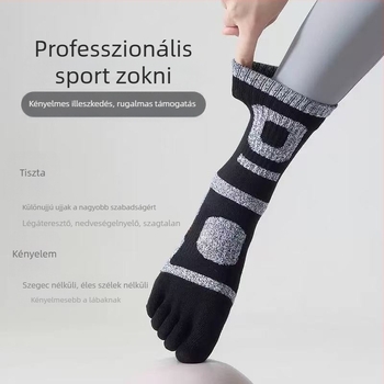 Női ötujjas pamut zokni; 80–90% pamut; csúszásmentes, izzadságszívó, kopásálló; középmagas szár; varrat nélküli