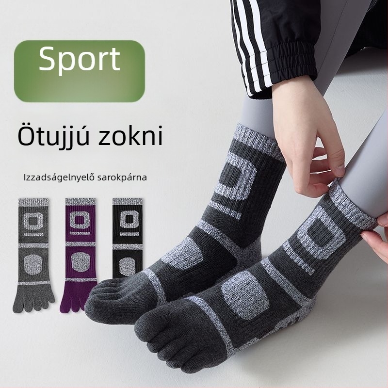 Női ötujjas pamut zokni; 80–90% pamut; csúszásmentes, izzadságszívó, kopásálló; középmagas szár; varrat nélküli