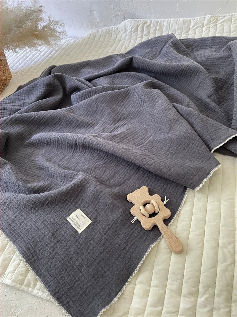 Baba takaró, kétszintes 100% pamut seersucker, egyszínű mintázat, biztonsági osztály A, csecsemőknek és kisgyermekeknek.