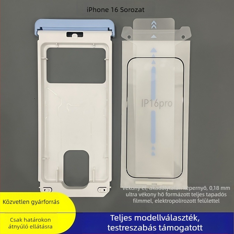 iPhone 17 Pro/Max előlapi edzett üveg kijelzővédő, 3D görbült él, anti-ujjlenyomat, porálló, HD minőség.