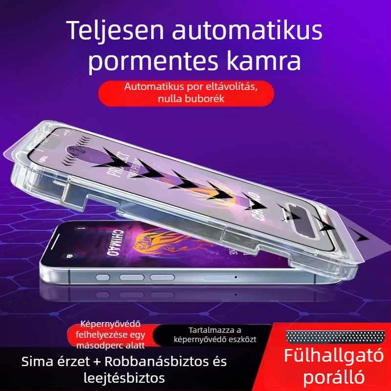 Edzett üveg kijelzővédő iPhone 17 Pro Maxhoz, elektroplasztált felület, ultra-tiszta, pormentes, anti-peep, ujjlenyomat-mentes