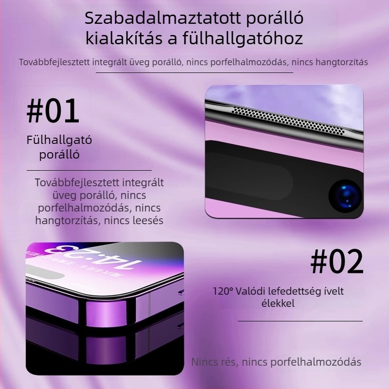 Edzett üveg kijelzővédő iPhone 17 Pro Maxhoz, elektroplasztált felület, ultra-tiszta, pormentes, anti-peep, ujjlenyomat-mentes