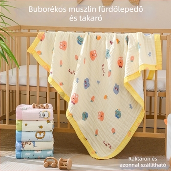 Bébi géz fürdőlepedő, ultra puha és nedvszívó, újszülött fürdető takaró