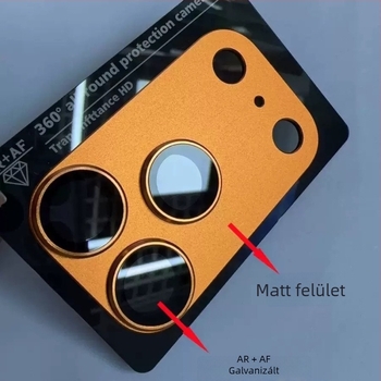 iPhone 17 Pro Max fémes matt objektív pajzs AR+AF antireflexiós filmmel, integrált védelem
