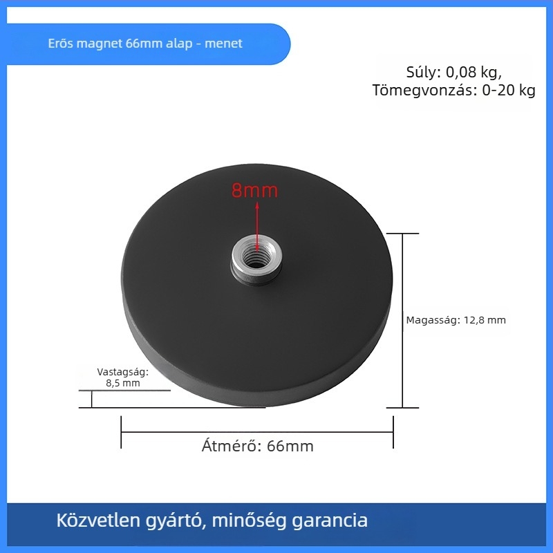 Erős mágneses alap LED reflektor tartóhoz; gumírozott bevonat, NdFeB mágnesek, vas alkatrészek; márka Star Knight, modell NPHA-, univerzális kompatibilitás