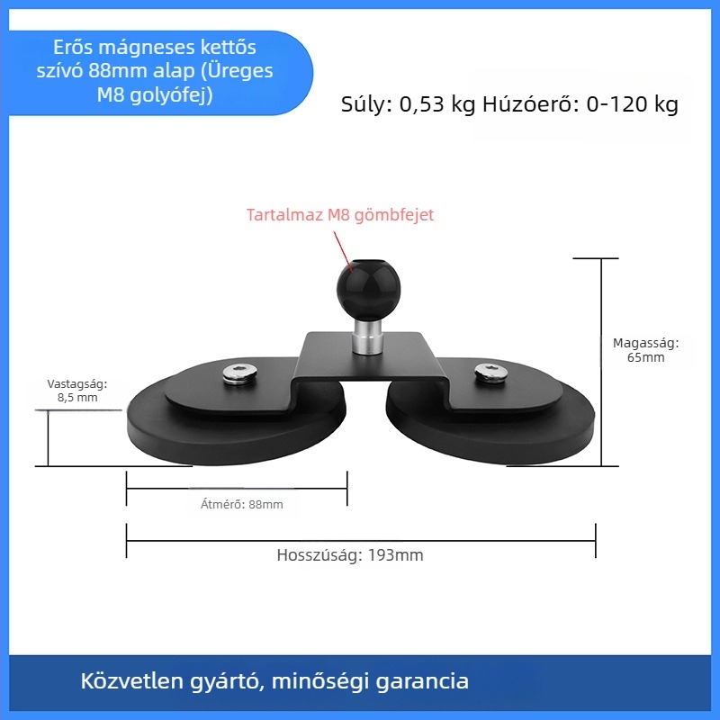 Erős mágneses alap LED reflektor tartóhoz; gumírozott bevonat, NdFeB mágnesek, vas alkatrészek; márka Star Knight, modell NPHA-, univerzális kompatibilitás
