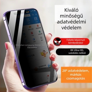 28° betekintésvédelmi edzett üveg kijelzővédő iPhone 17 Pro, 15 Pro, 14 és 16 Pro számára, csomagolt, ütésálló, HD