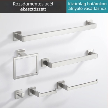 Egyrétegű rozsdamentes acél törölközőtartó fekete zománcfényezéssel, fürdőszobába, falra szerelhető előfúrt lyukakkal