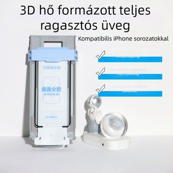 Teljes ragasztású üveg kijelzővédő, ívelt élek, iPhone 17 Pro Max és iPhone 16 Pro számára, HD tisztaság, ütésálló, ujjlenyomat-mentes, kékfény-szűrő, teljes képernyő