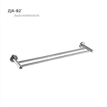 Rozsdamentes acél törölközőtartó, fürdőszoba, egytengelyes rúd, csiszolt felület, modern minimalista stílus, 6-darabos készlet