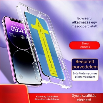 Edzett üveg kijelzővédő iPhone 14 Pro Maxhoz — HD élesség, ütésálló, porálló, ujjlenyomat-mentes, privát nézet