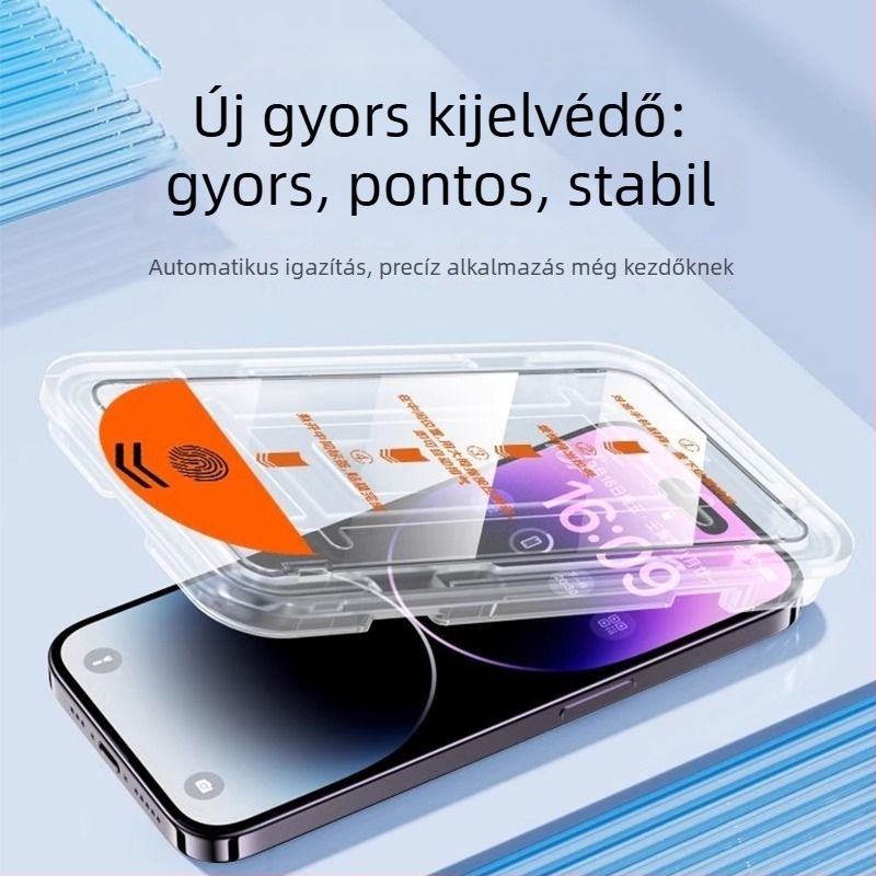 Edzett üveg kijelzővédő iPhone 14 Pro Maxhoz — HD élesség, ütésálló, porálló, ujjlenyomat-mentes, privát nézet